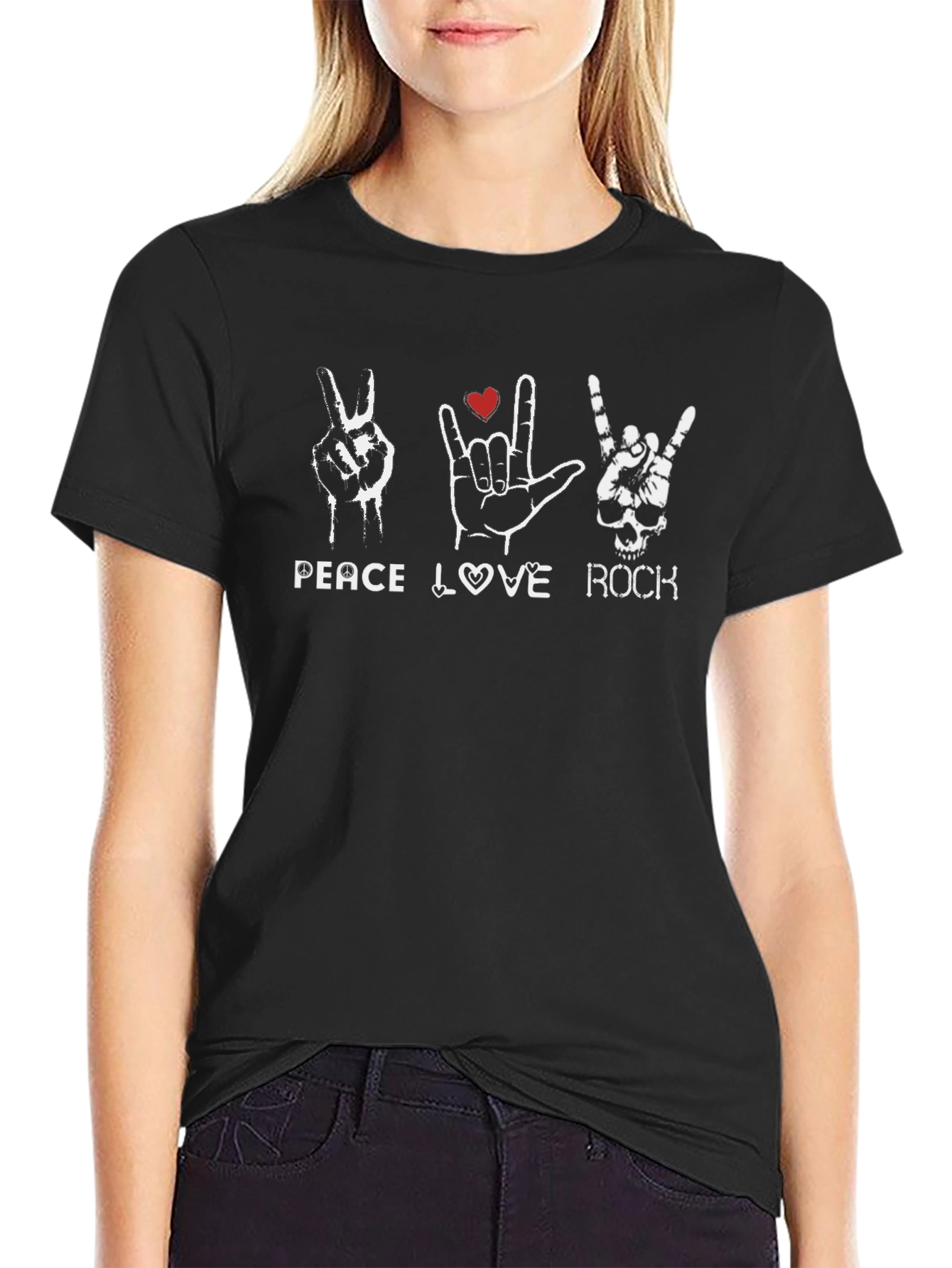 Peace Love Rock Graphic Tee - Black