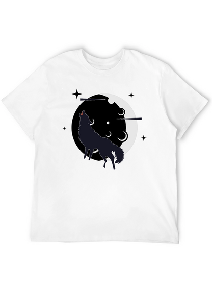 Wolf Howling Moon T-Shirt - Black Graphic Tee