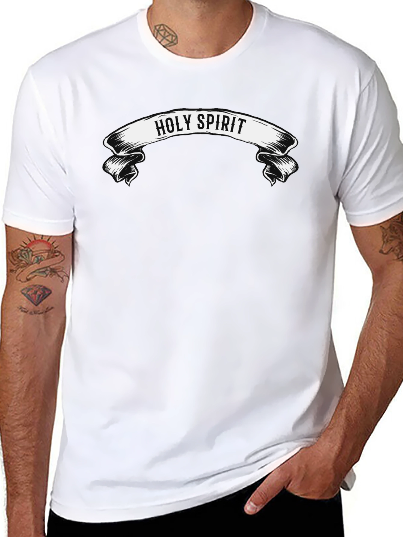 Holy Spirit Graphic Print Black T-Shirt