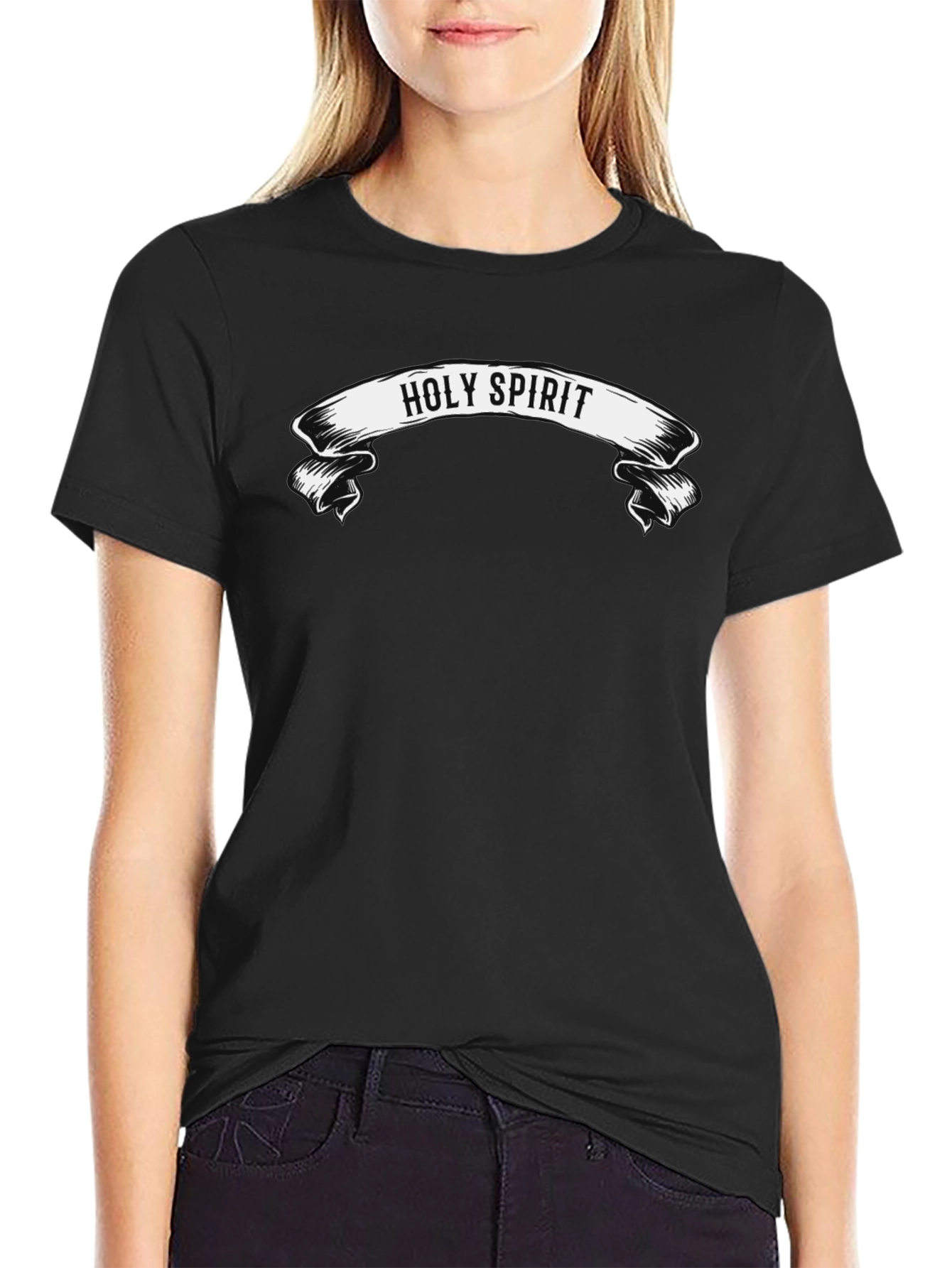 Holy Spirit Graphic Print Black T-Shirt