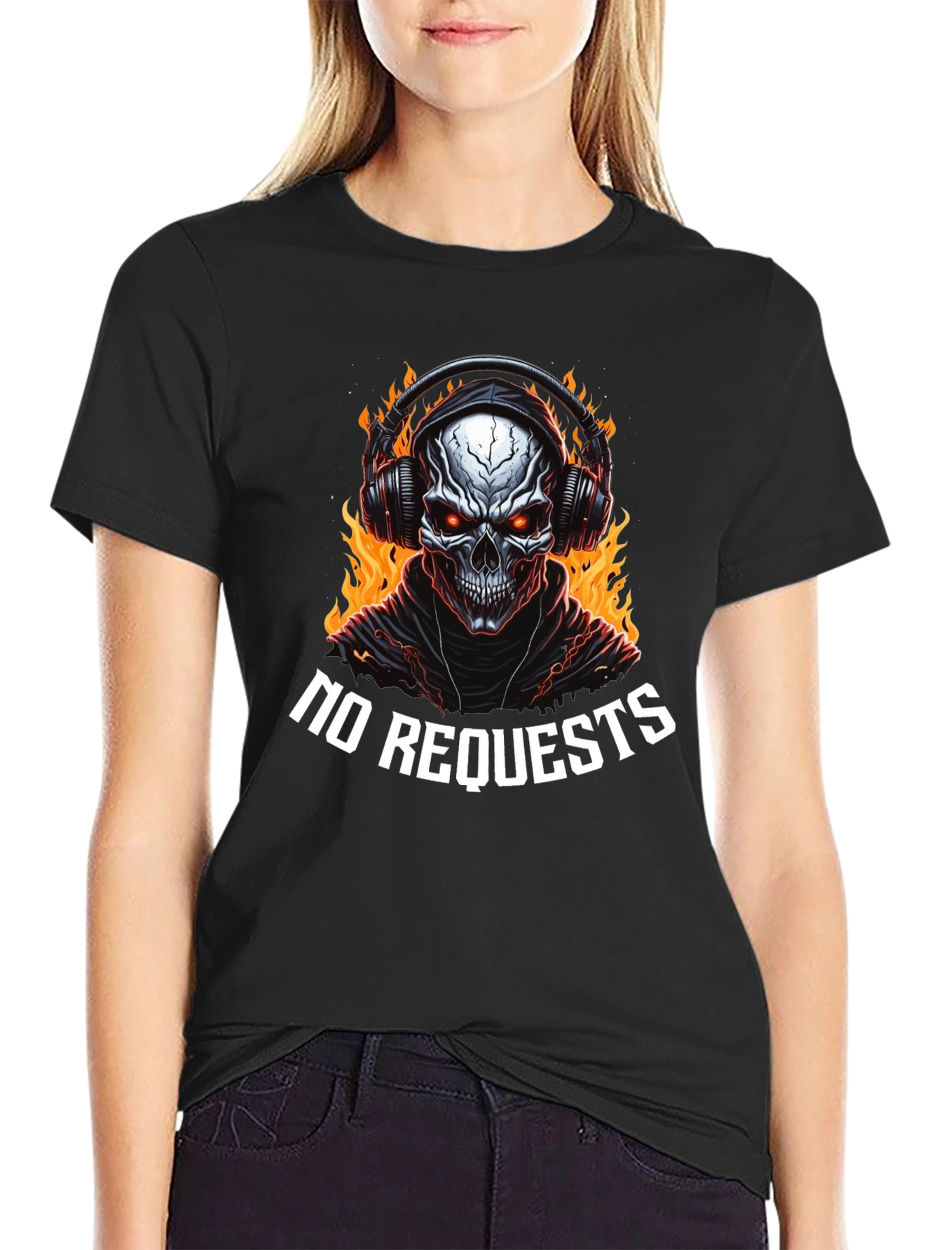 Fiery Skull Graphic Tee - No Requests