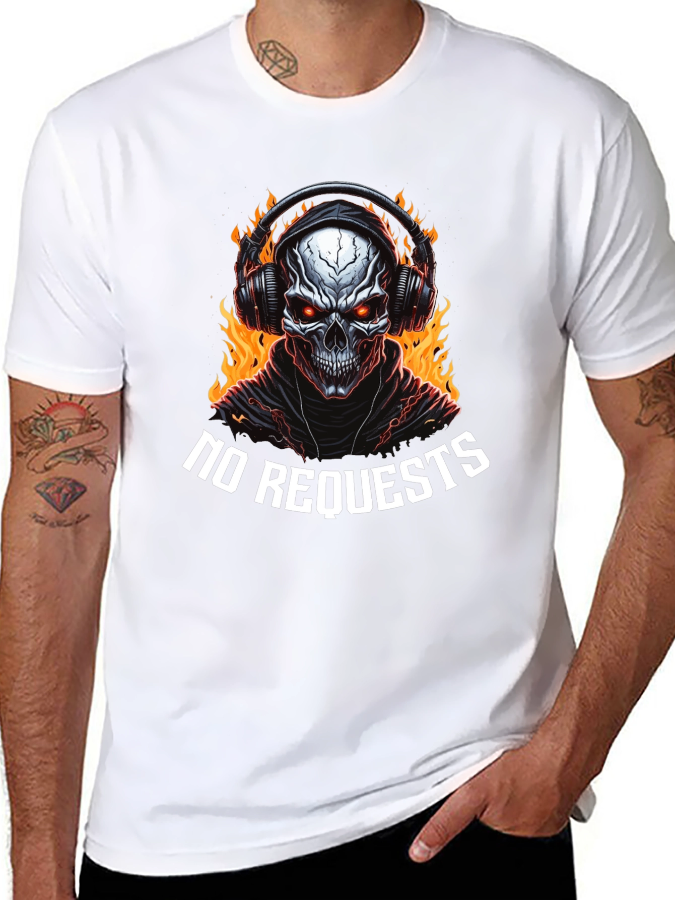 Fiery Skull Graphic Tee - No Requests