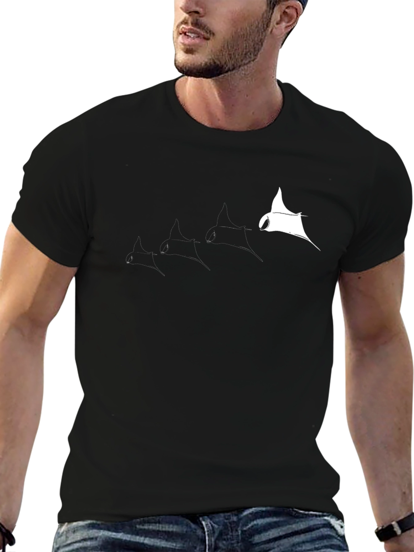 Manta Ray Graphic Tee - Cool Black T-Shirt