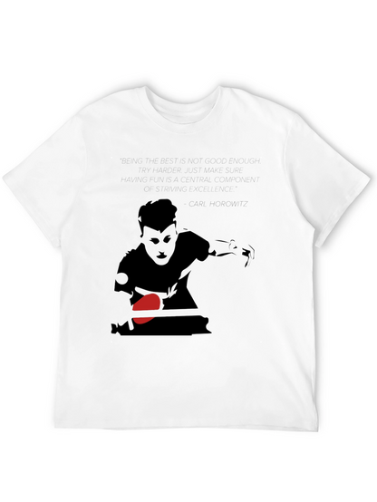 Table Tennis Player Graphic T-Shirt - Cool Black Tee