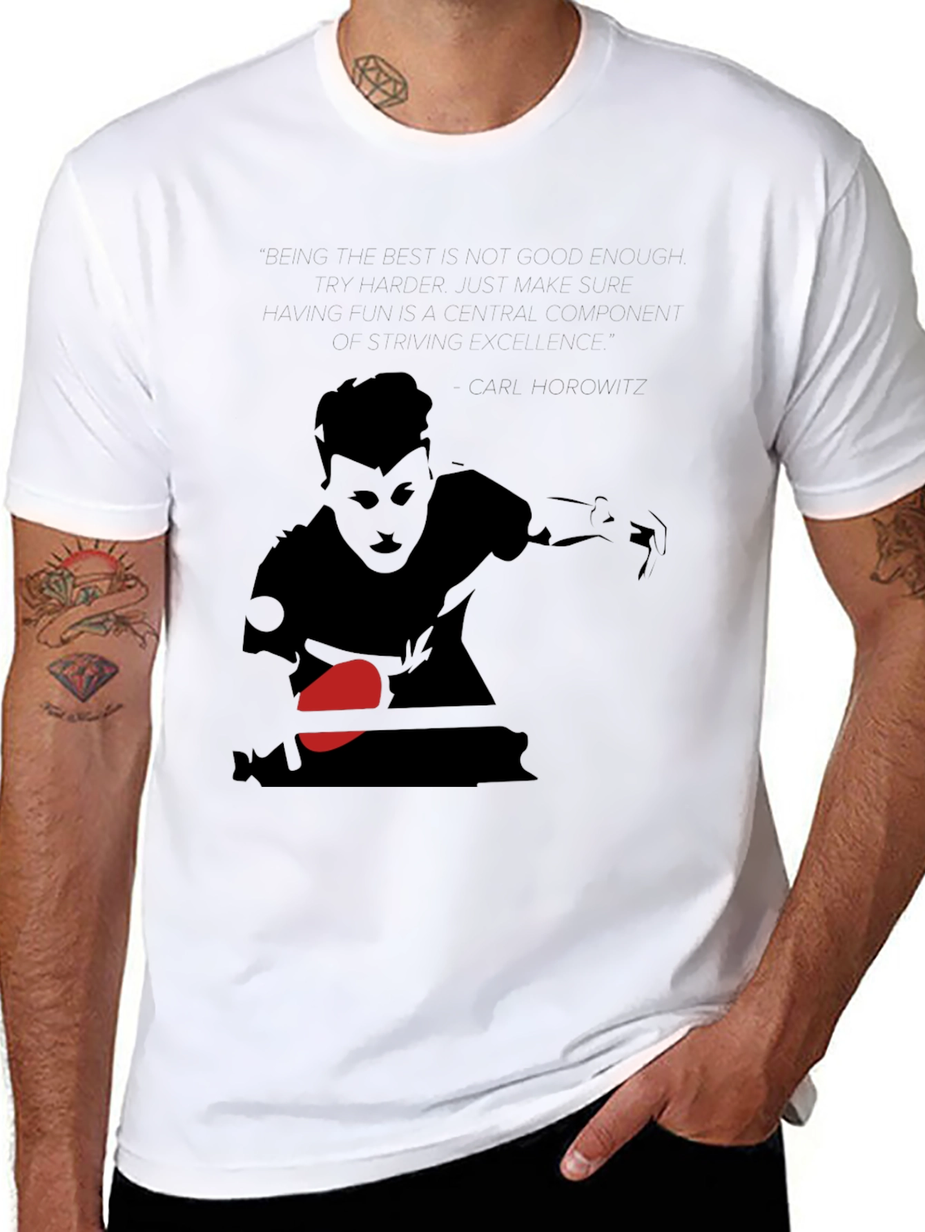 Table Tennis Player Graphic T-Shirt - Cool Black Tee
