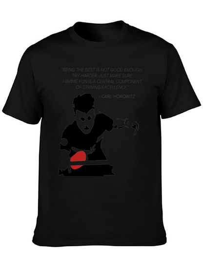 Table Tennis Player Graphic T-Shirt - Cool Black Tee