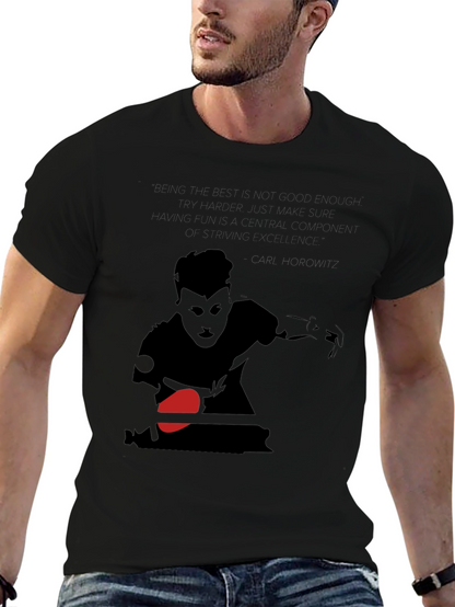 Table Tennis Player Graphic T-Shirt - Cool Black Tee