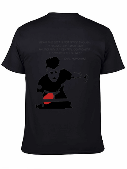 Table Tennis Player Graphic T-Shirt - Cool Black Tee