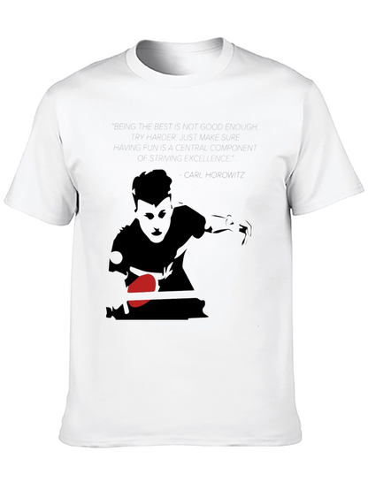 Table Tennis Player Graphic T-Shirt - Cool Black Tee