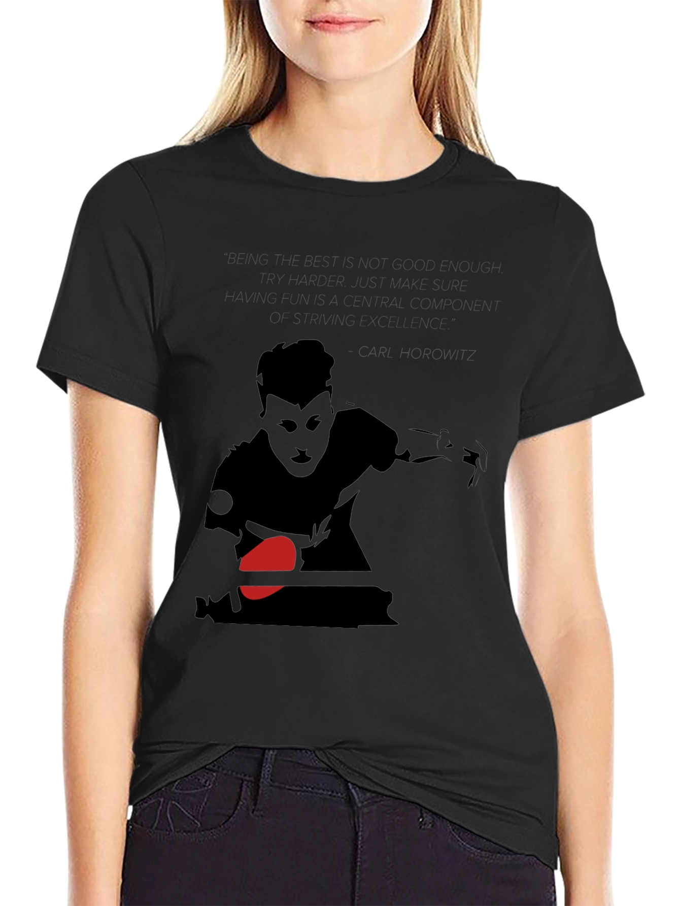 Table Tennis Player Graphic T-Shirt - Cool Black Tee