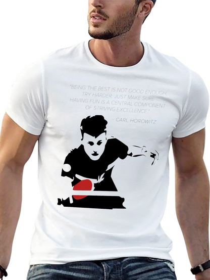 Table Tennis Player Graphic T-Shirt - Cool Black Tee