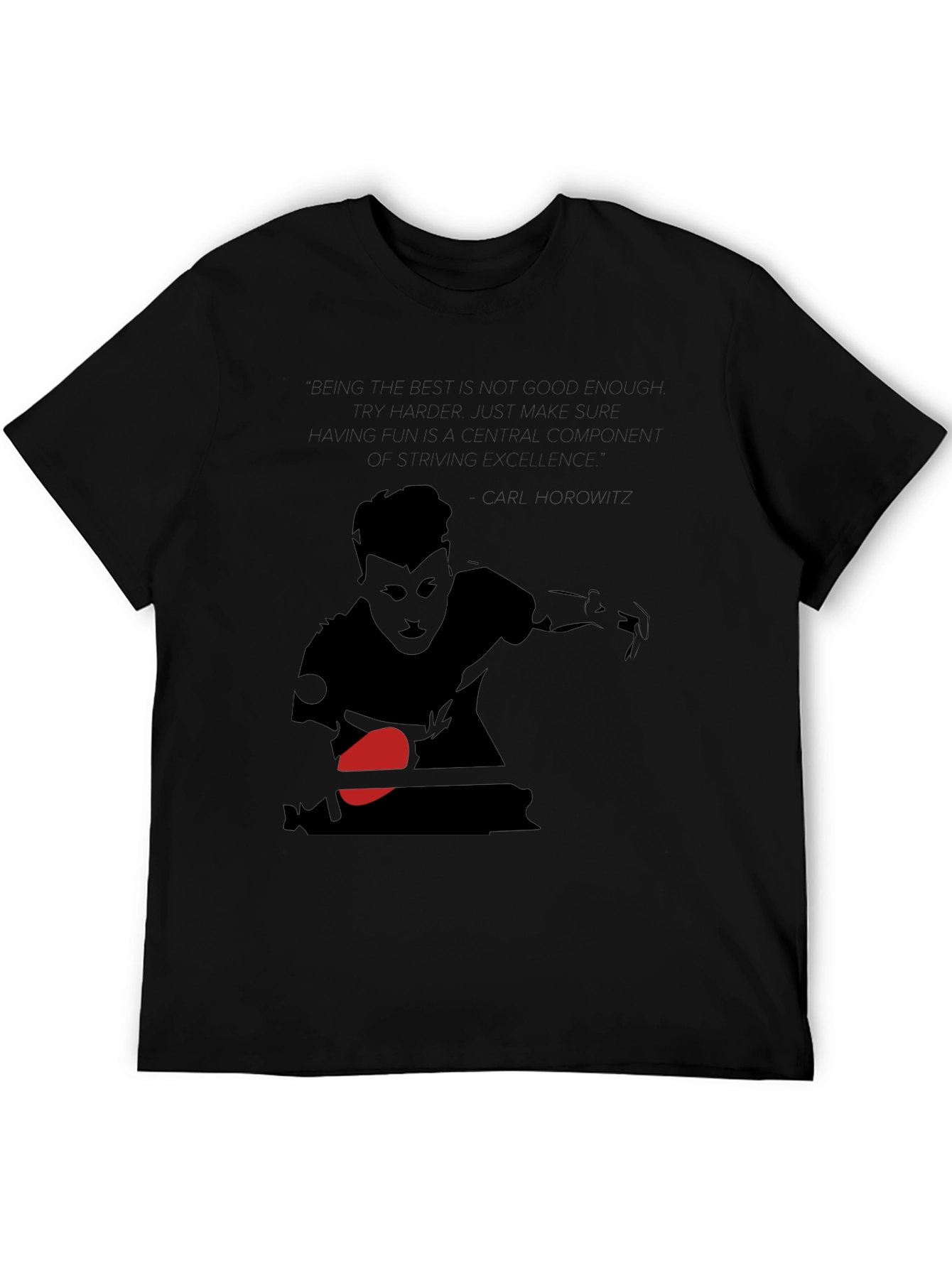 Table Tennis Player Graphic T-Shirt - Cool Black Tee