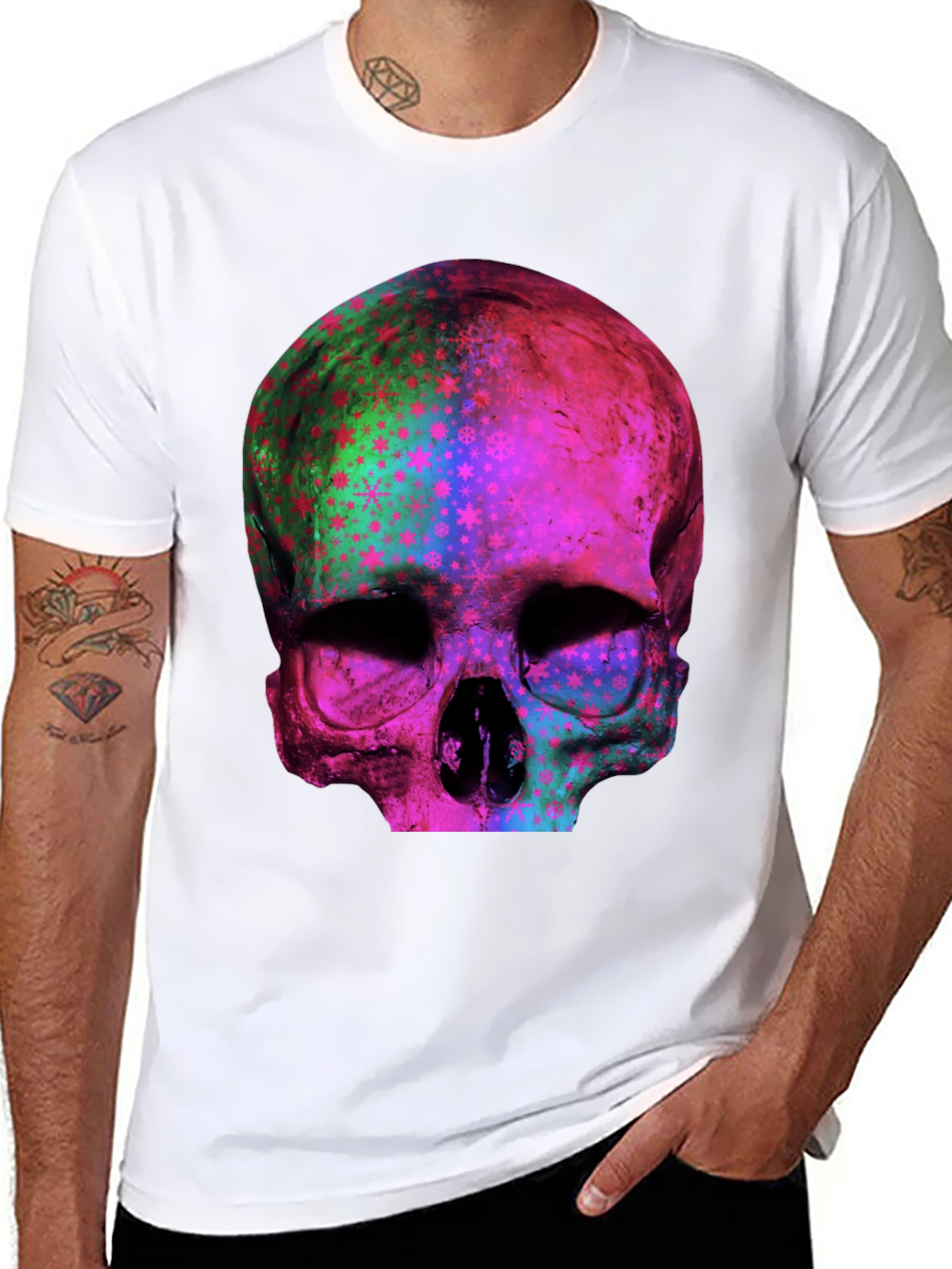 Psychedelic Skull Graphic Print Tee