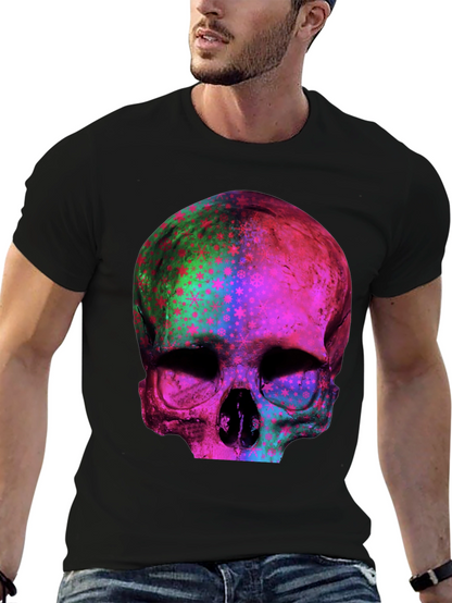 Psychedelic Skull Graphic Print Tee
