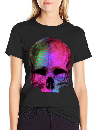 Psychedelic Skull Graphic Print Tee