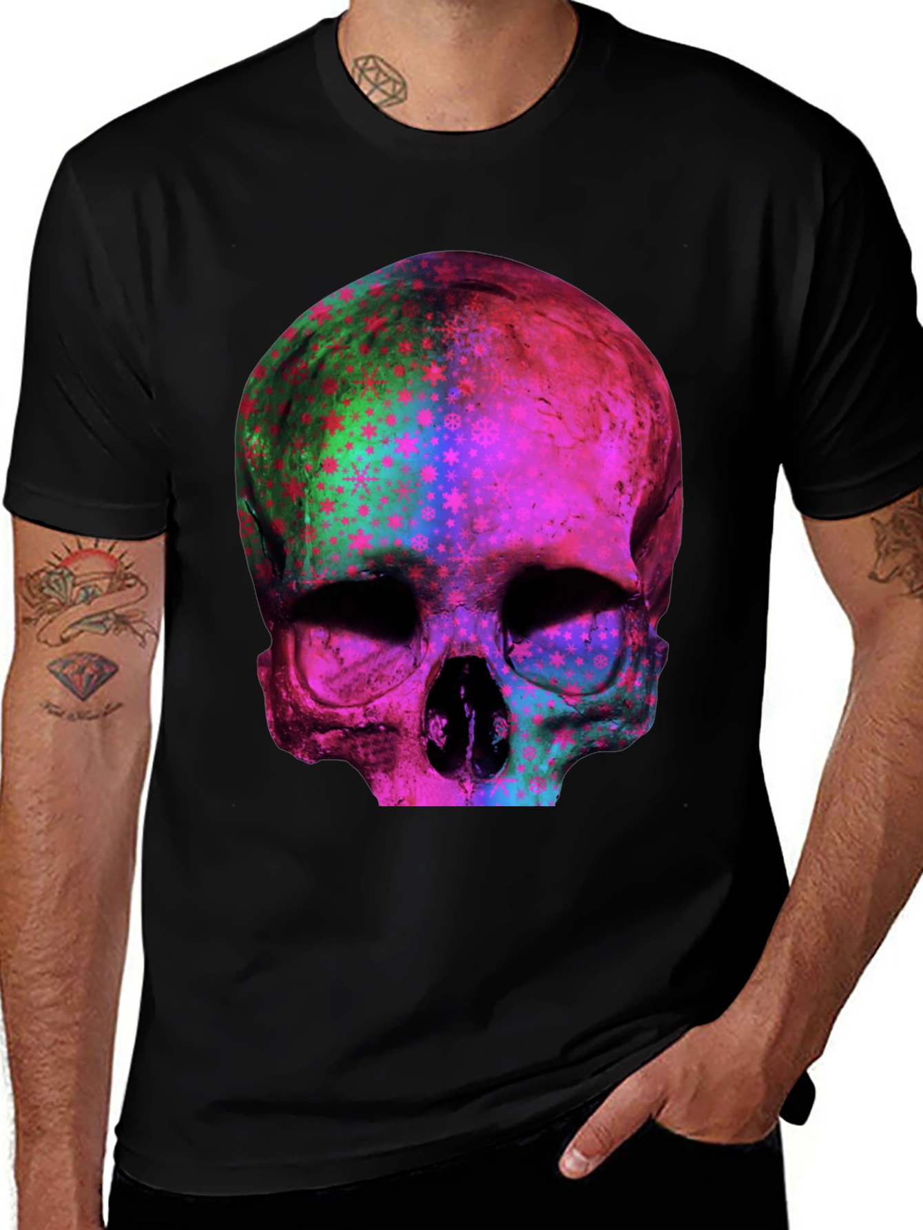 Psychedelic Skull Graphic Print Tee
