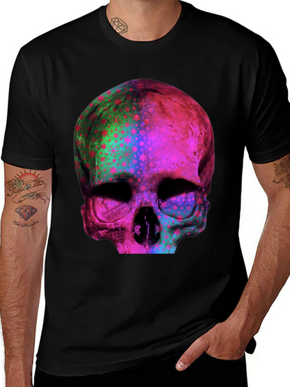 Psychedelic Skull Graphic Print Tee