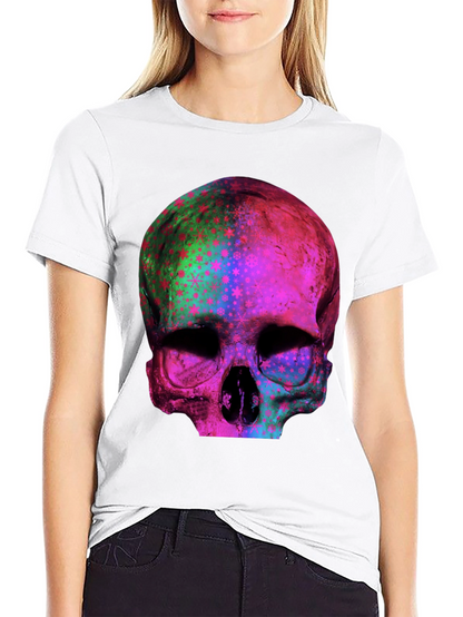 Psychedelic Skull Graphic Print Tee