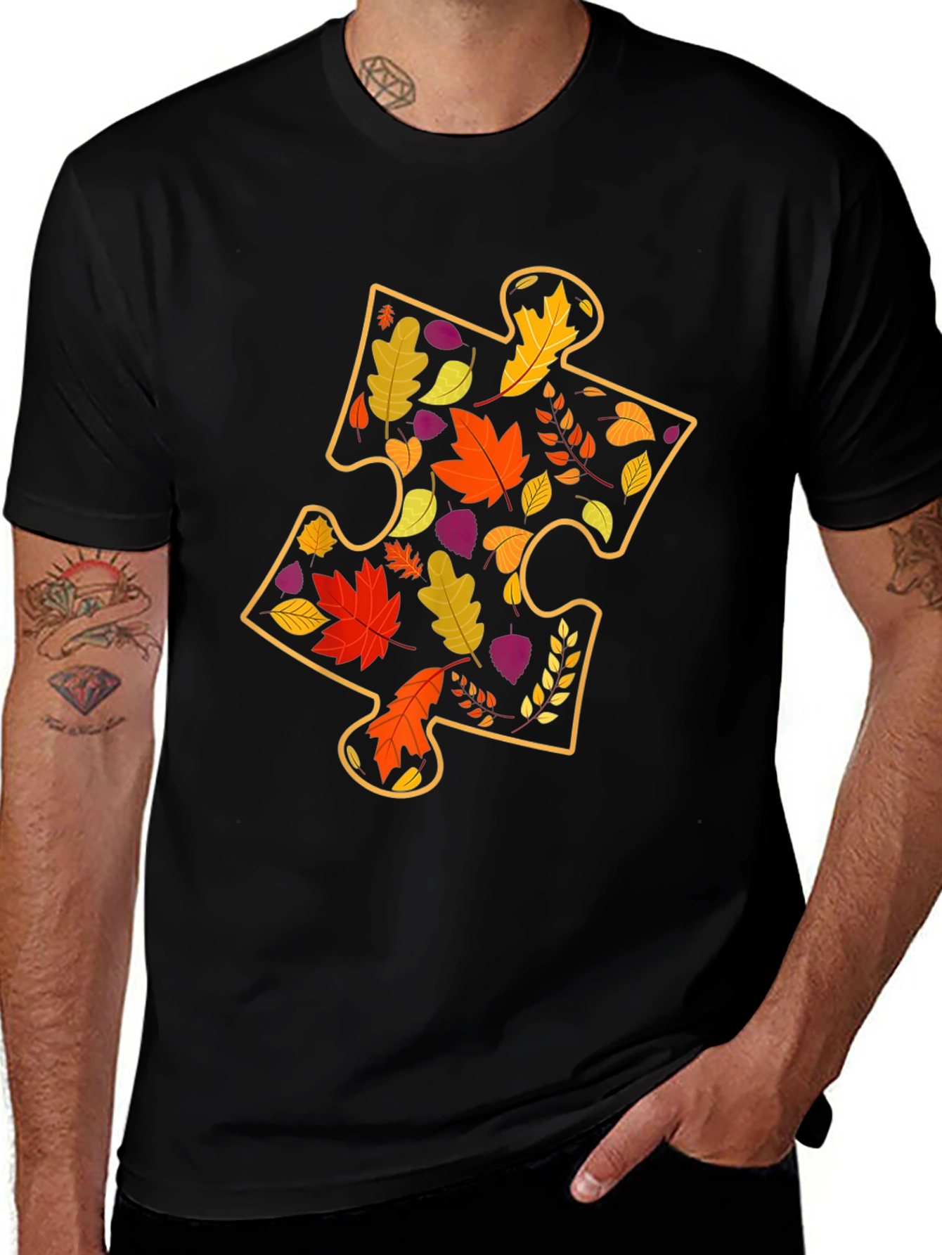 Autumn Leaves Puzzle Piece T-Shirt