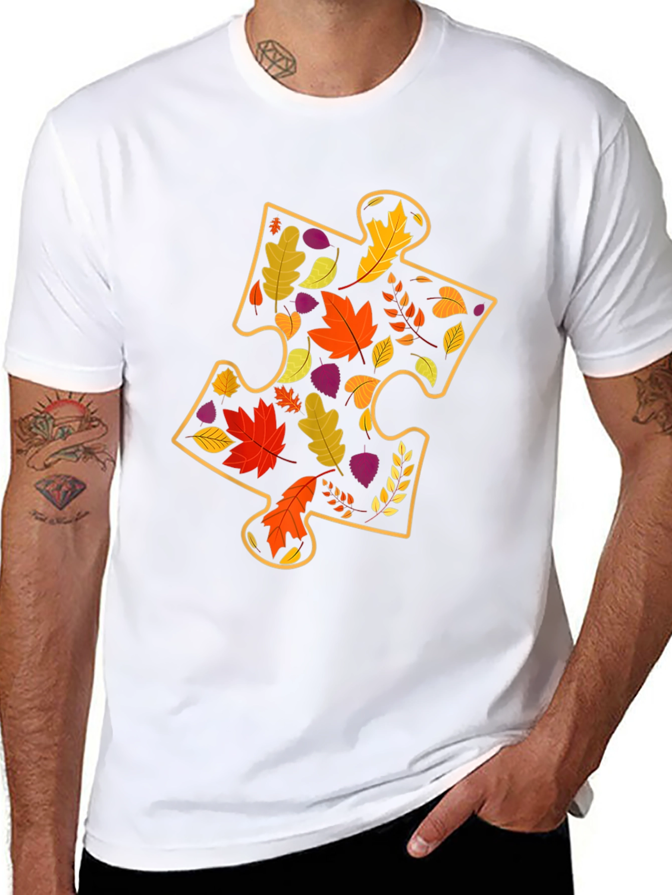 Autumn Leaves Puzzle Piece T-Shirt