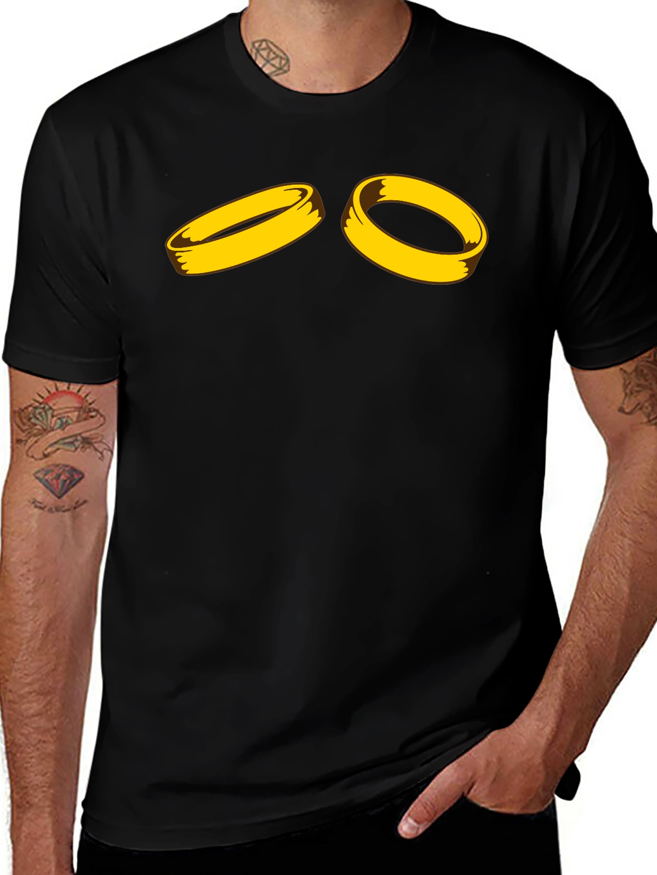 Golden Ring Graphic Black T-Shirt