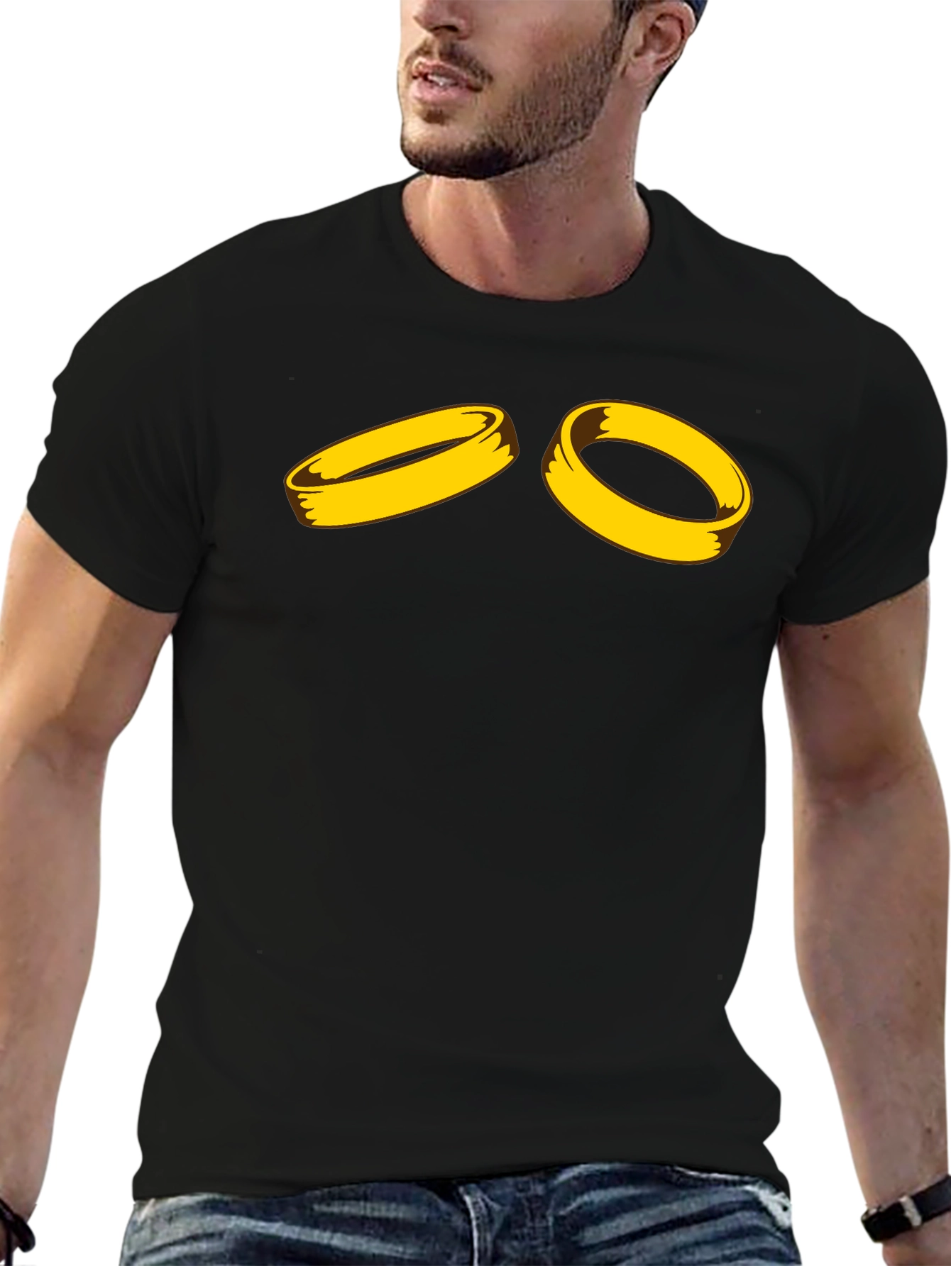 Golden Ring Graphic Black T-Shirt