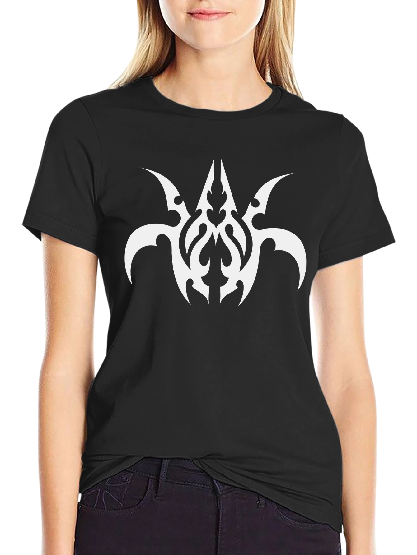 Black T-Shirt with Abstract White Graphic