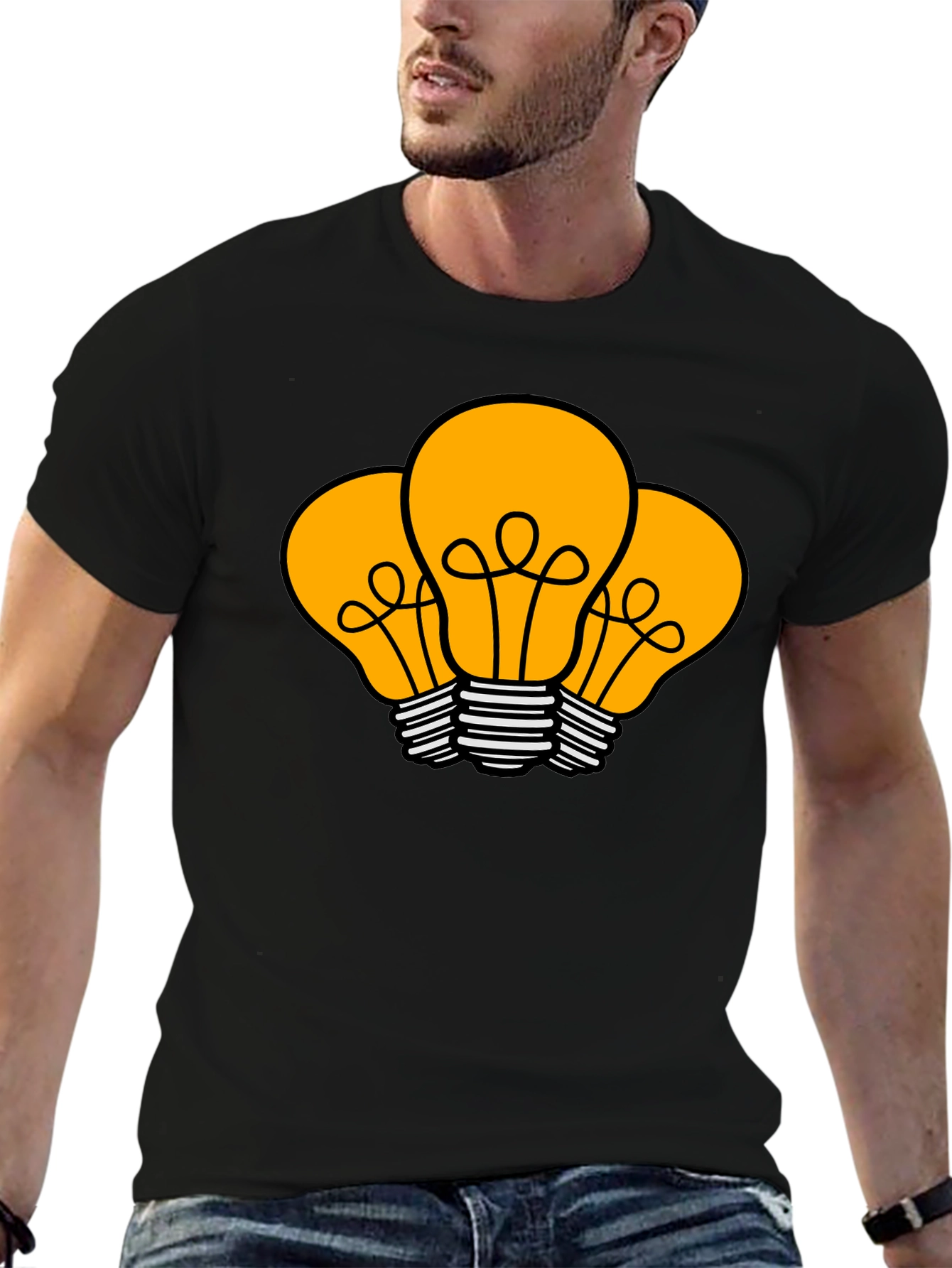 Idea Bulb Graphic T-Shirt - Black Cotton Tee