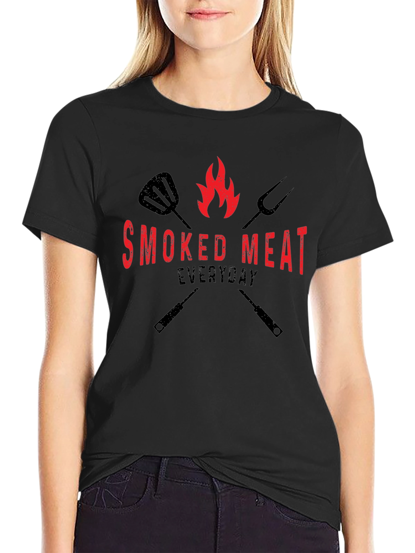 Smoked Meat Everyday Black Graphic Tee