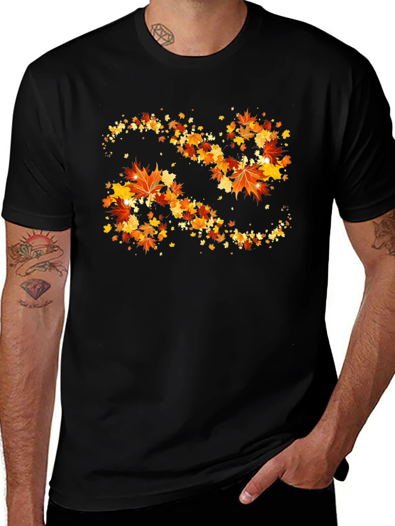 Autumn Leaves Swirl Graphic T-Shirt