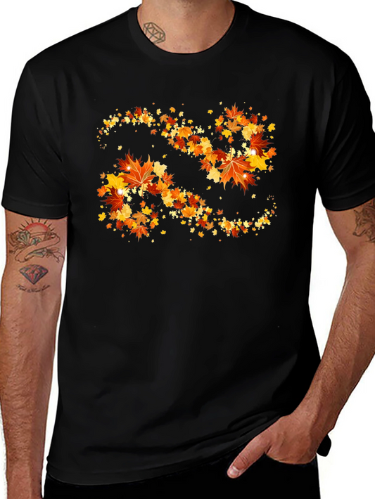 Autumn Leaves Swirl Graphic T-Shirt
