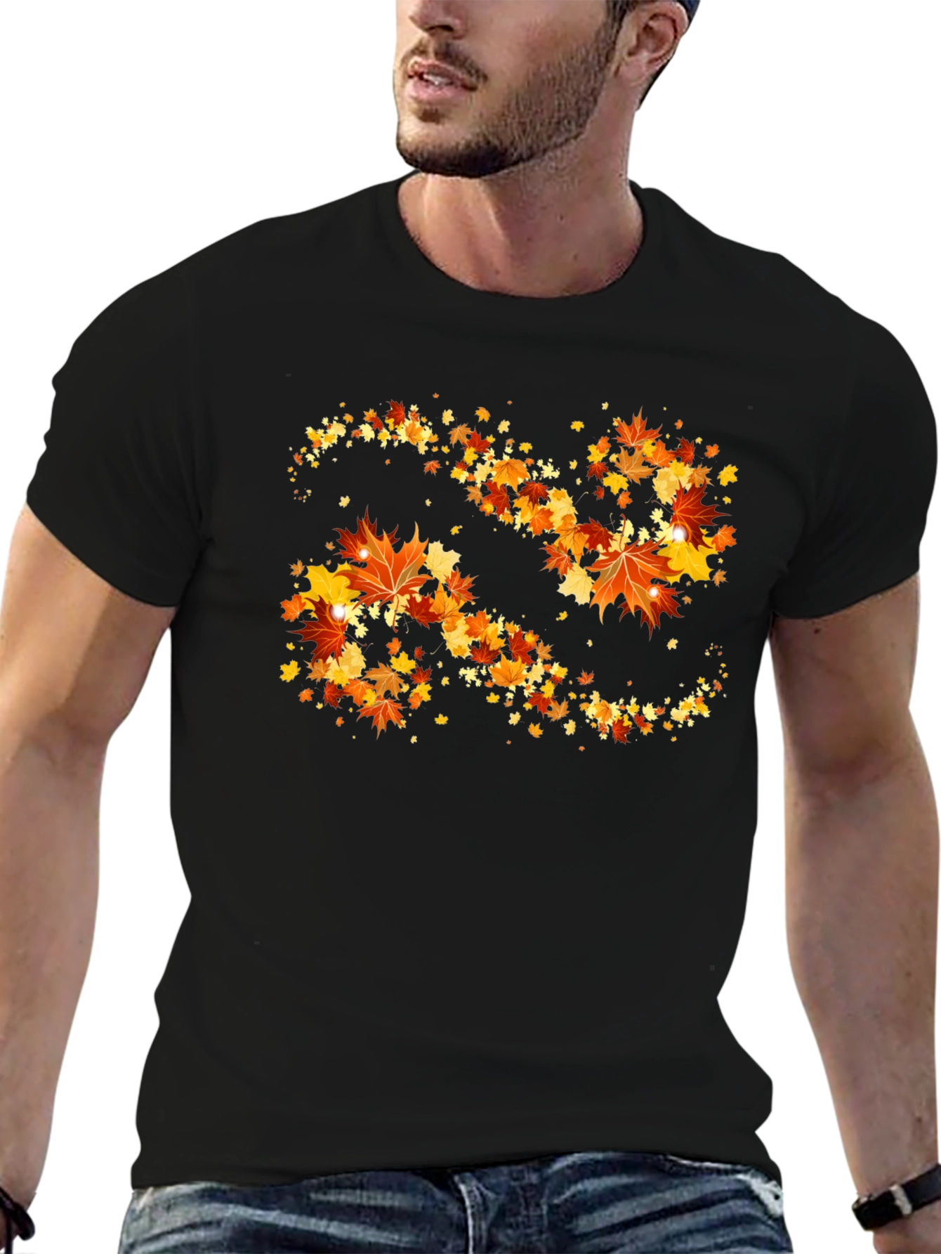Autumn Leaves Swirl Graphic T-Shirt