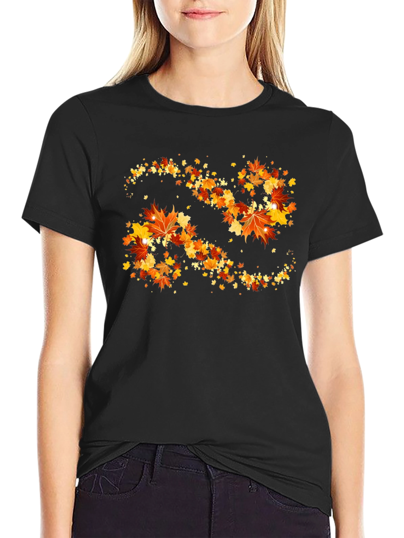 Autumn Leaves Swirl Graphic T-Shirt