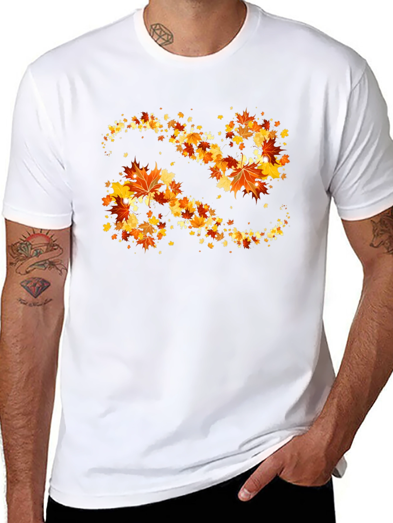 Autumn Leaves Swirl Graphic T-Shirt