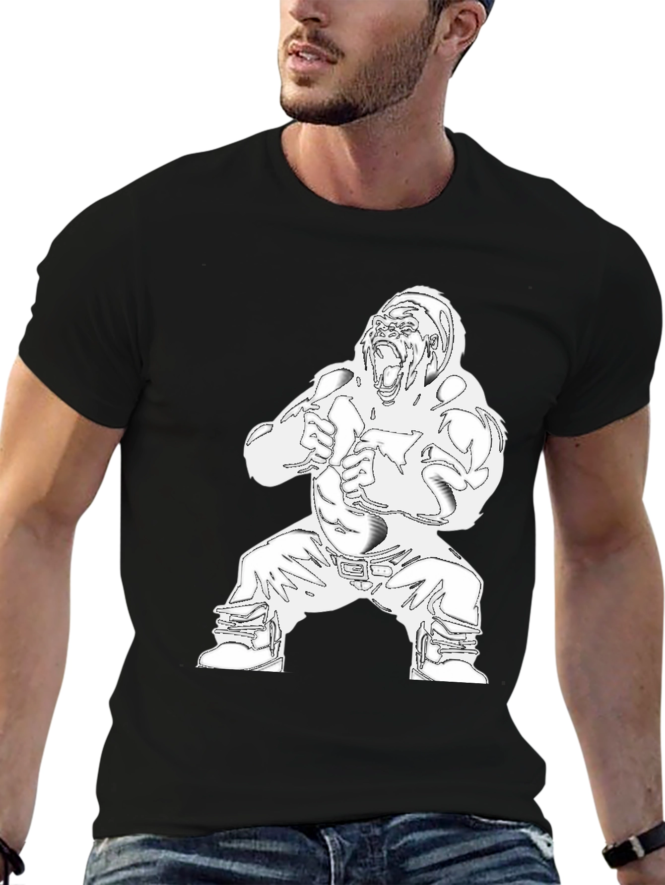 Graphic Gorilla Print Mens T-Shirt
