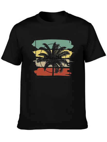 Barcelona Spain Palm Tree Graphic T-Shirt