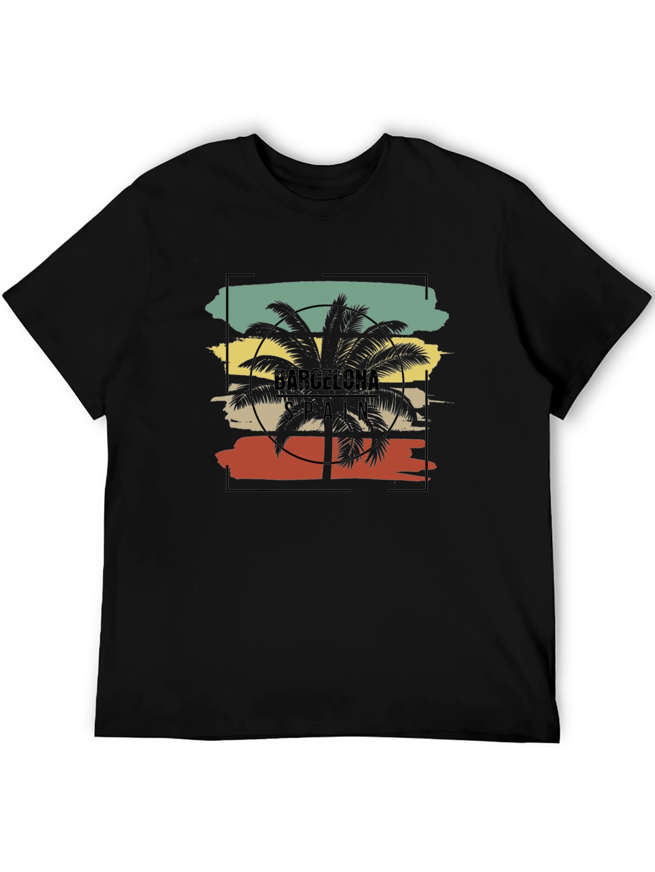 Barcelona Spain Palm Tree Graphic T-Shirt