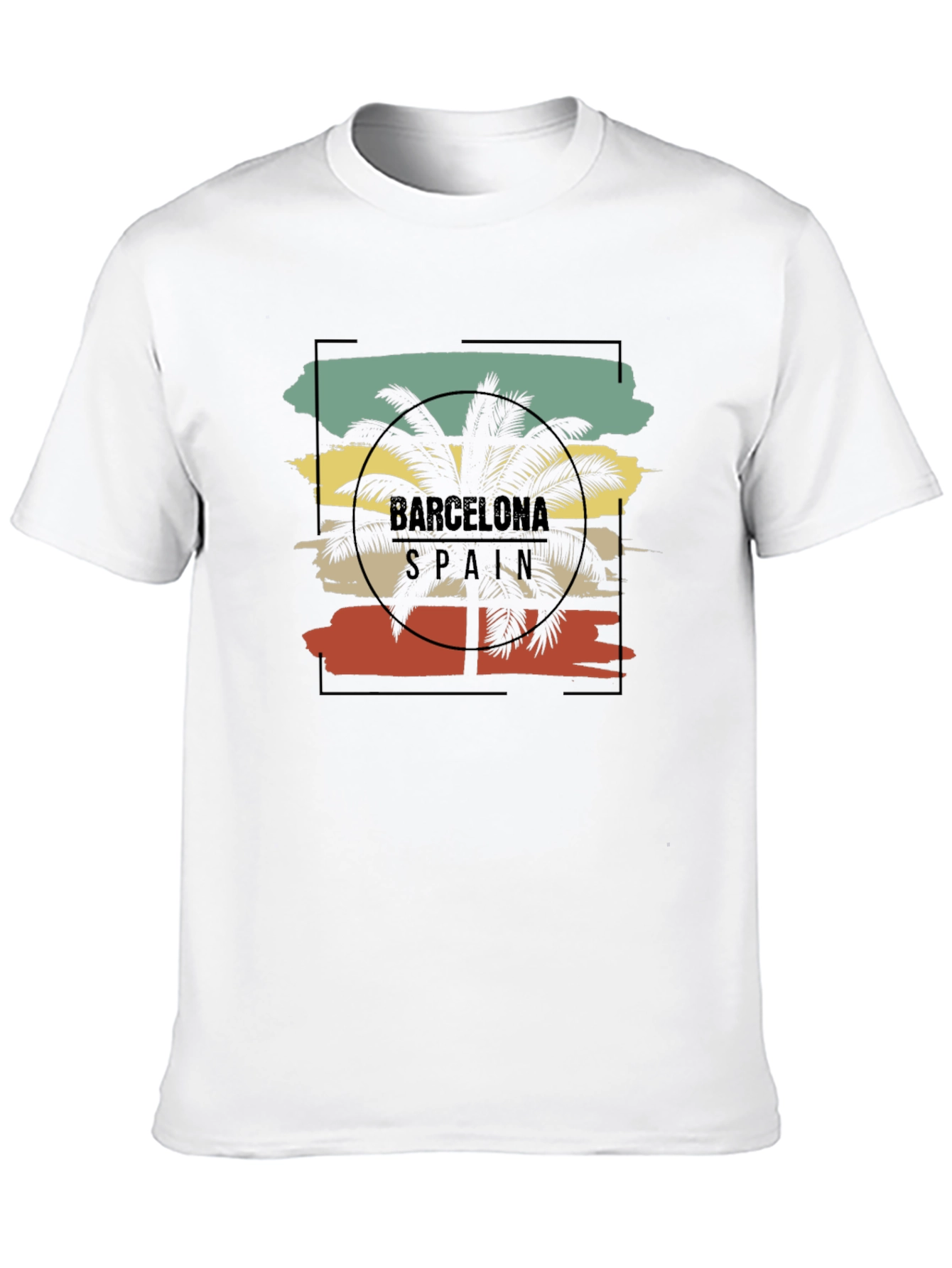 Barcelona Spain Palm Tree Graphic T-Shirt