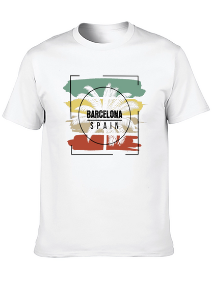 Barcelona Spain Palm Tree Graphic T-Shirt