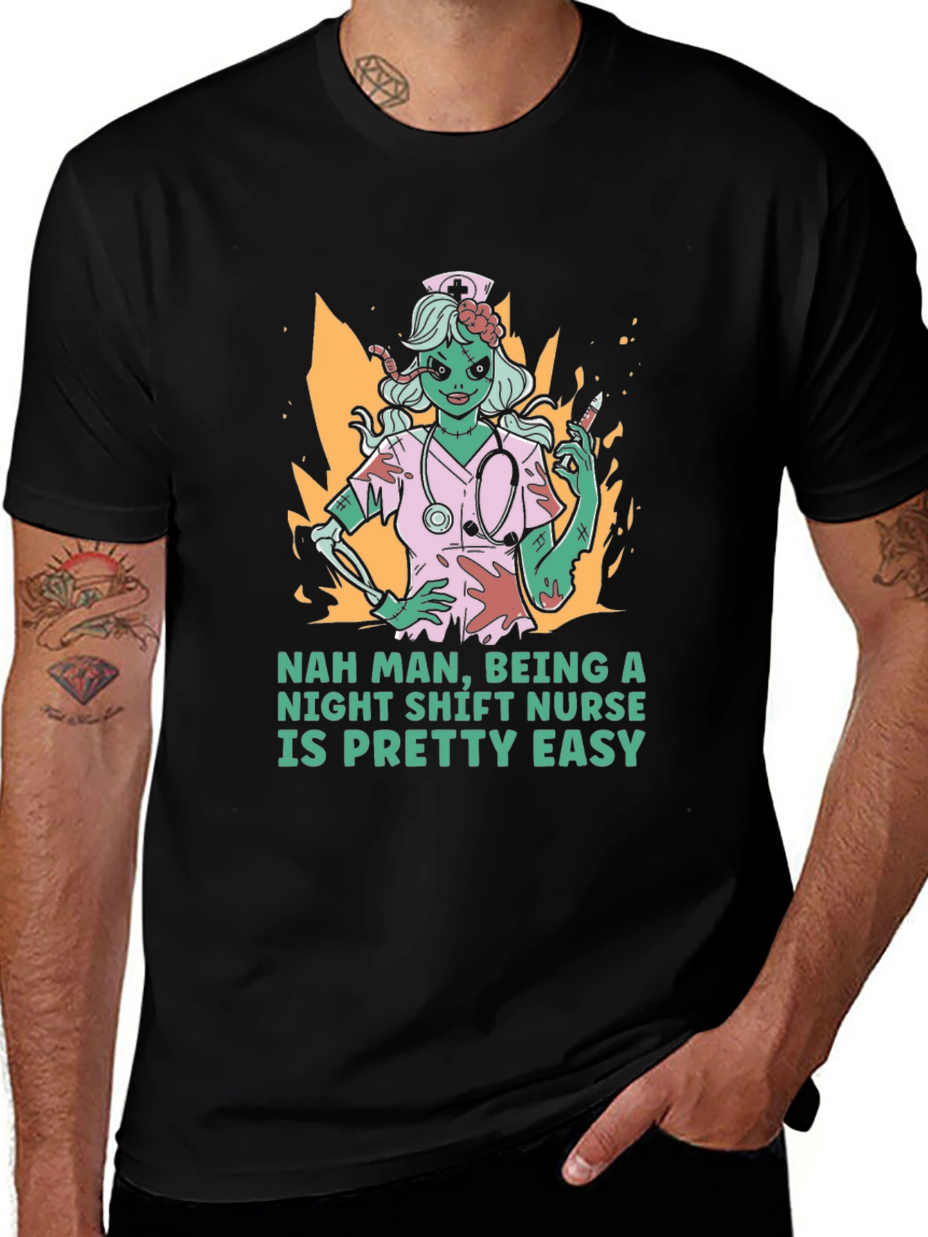 Night Shift Nurse Zombie Graphic T-Shirt