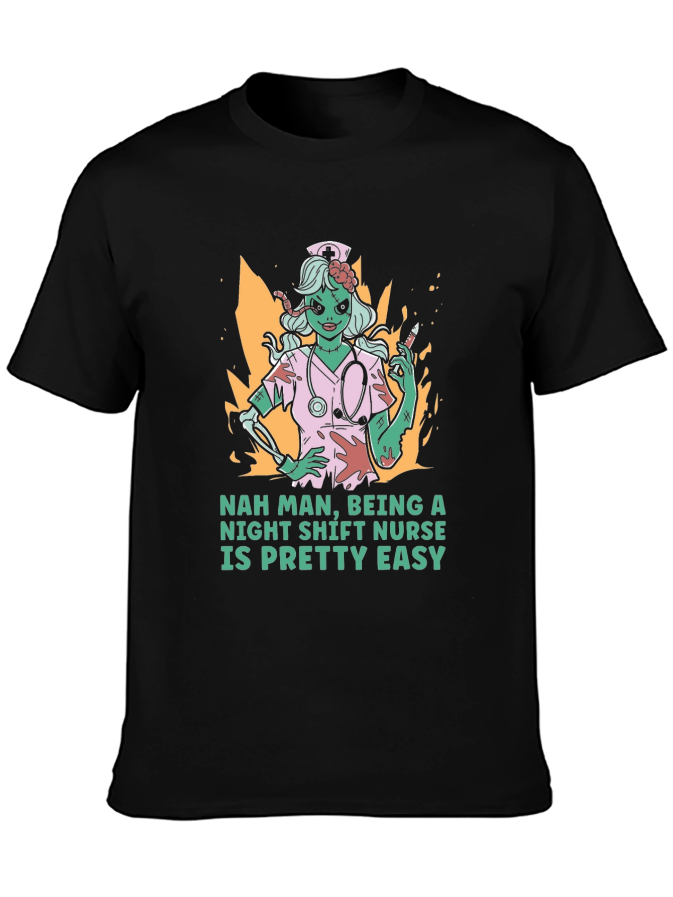 Night Shift Nurse Zombie Graphic T-Shirt