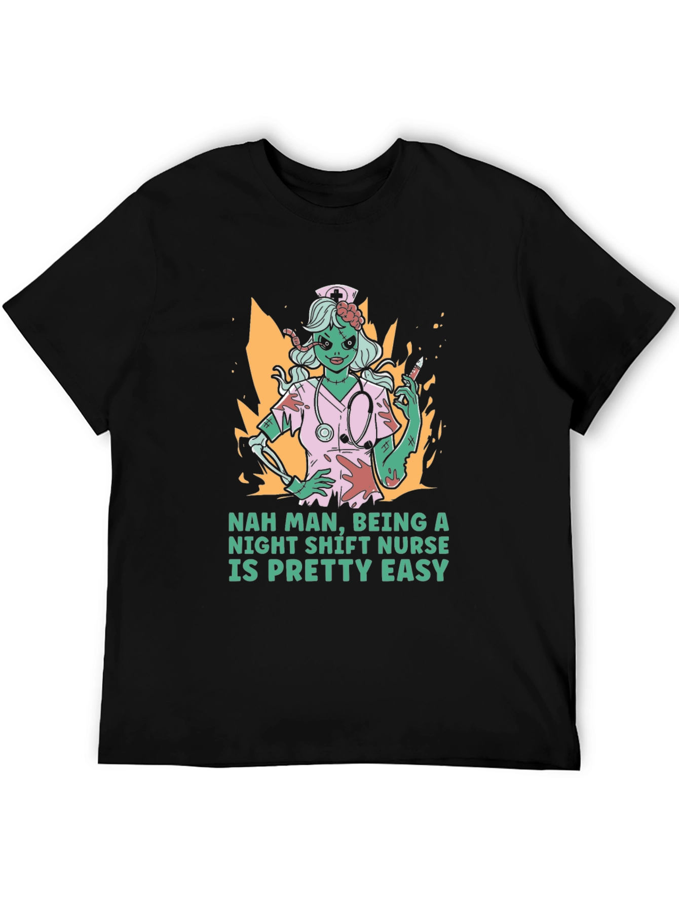 Night Shift Nurse Zombie Graphic T-Shirt