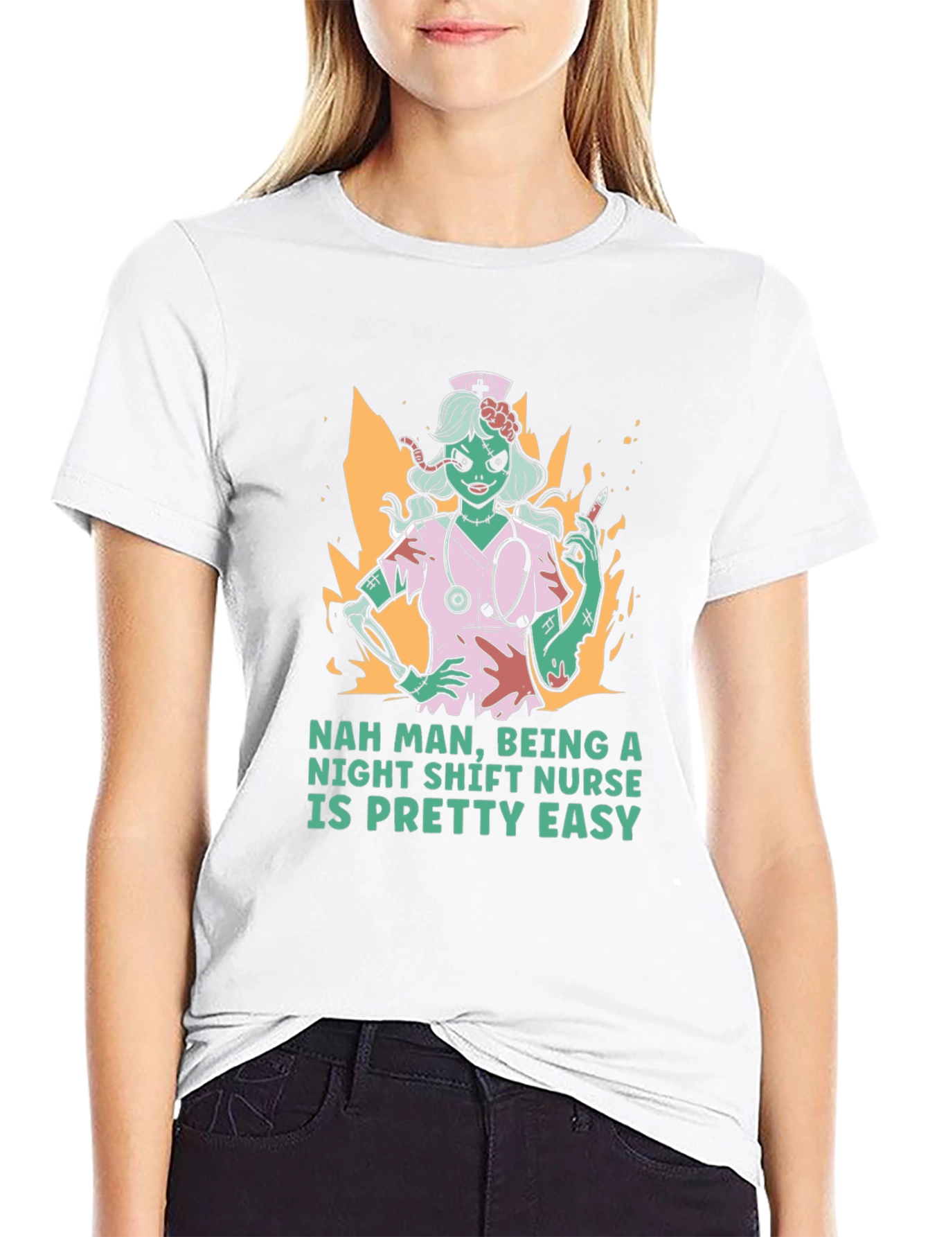 Night Shift Nurse Zombie Graphic T-Shirt
