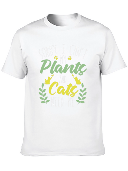 Plant & Cat Lover Graphic T-Shirt