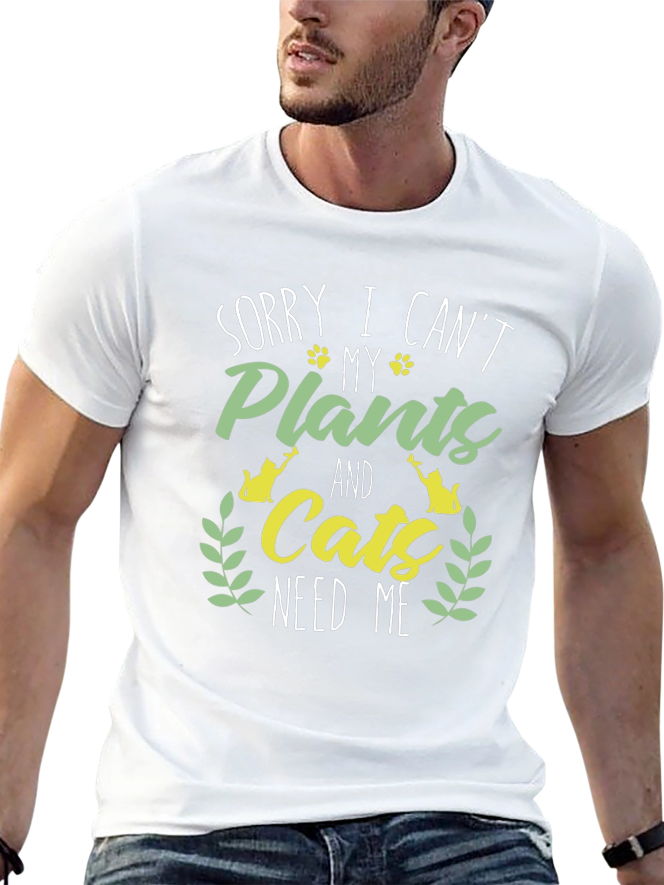 Plant & Cat Lover Graphic T-Shirt