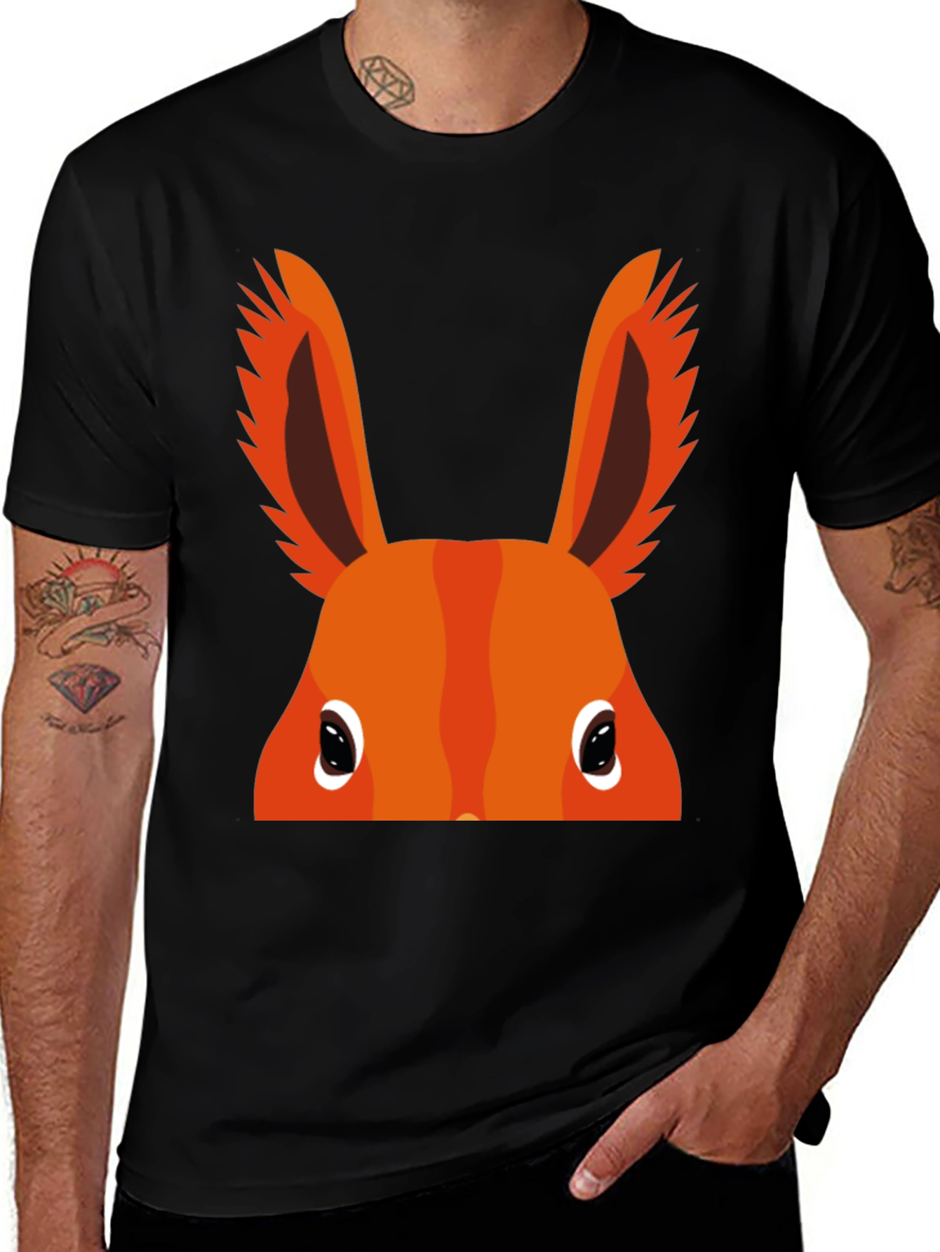 Orange Bunny Peek-a-Boo Graphic T-Shirt
