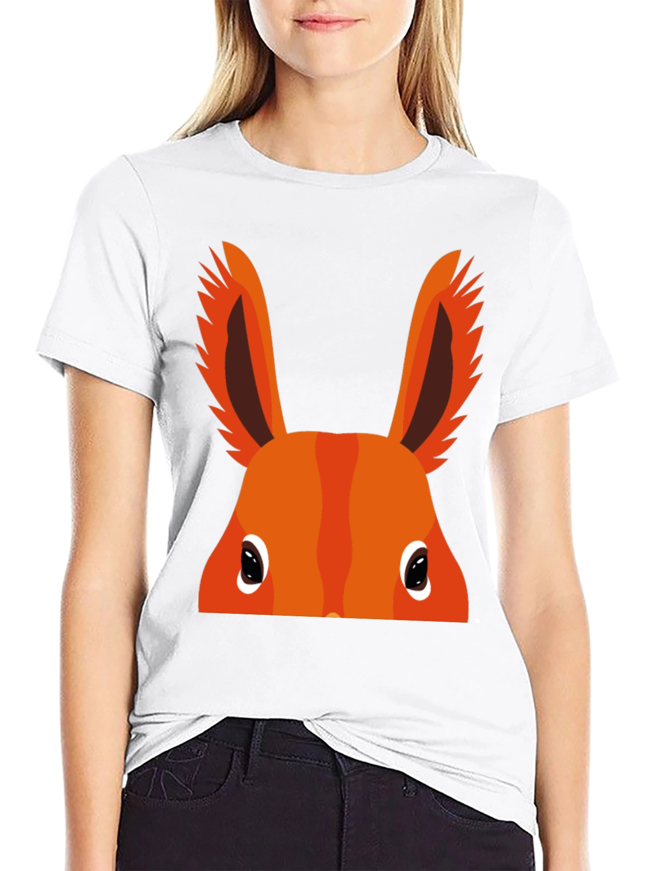 Orange Bunny Peek-a-Boo Graphic T-Shirt