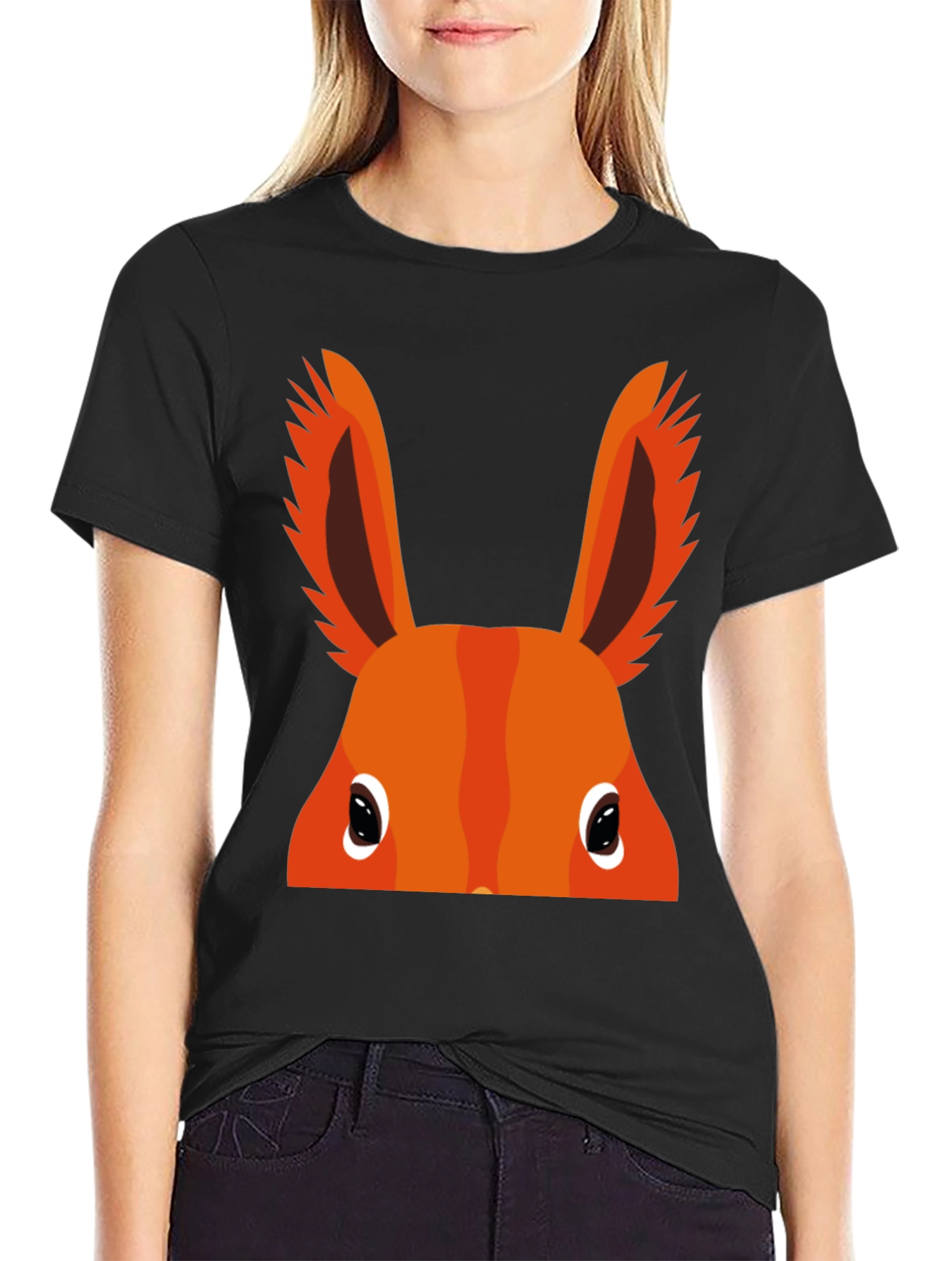 Orange Bunny Peek-a-Boo Graphic T-Shirt