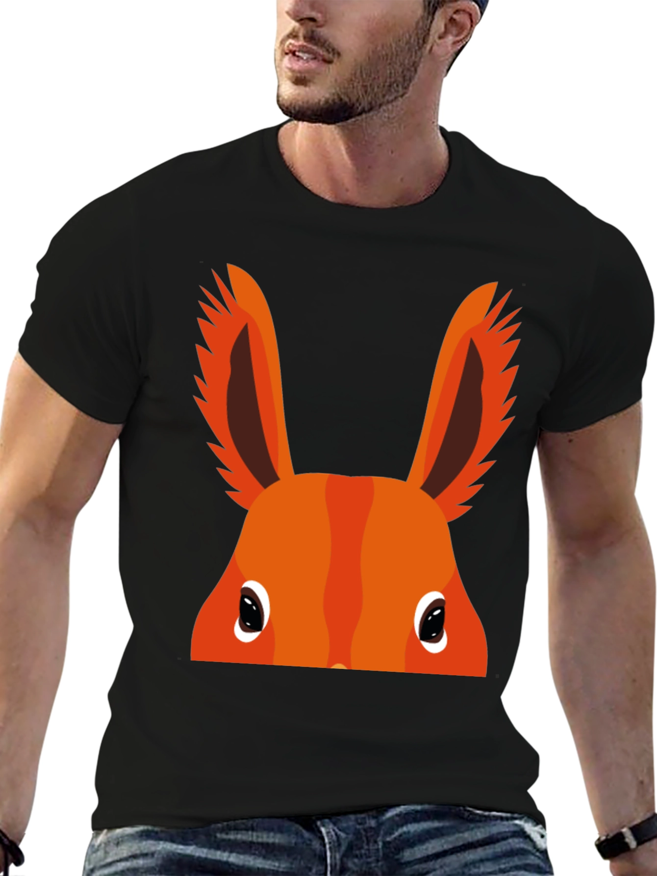 Orange Bunny Peek-a-Boo Graphic T-Shirt