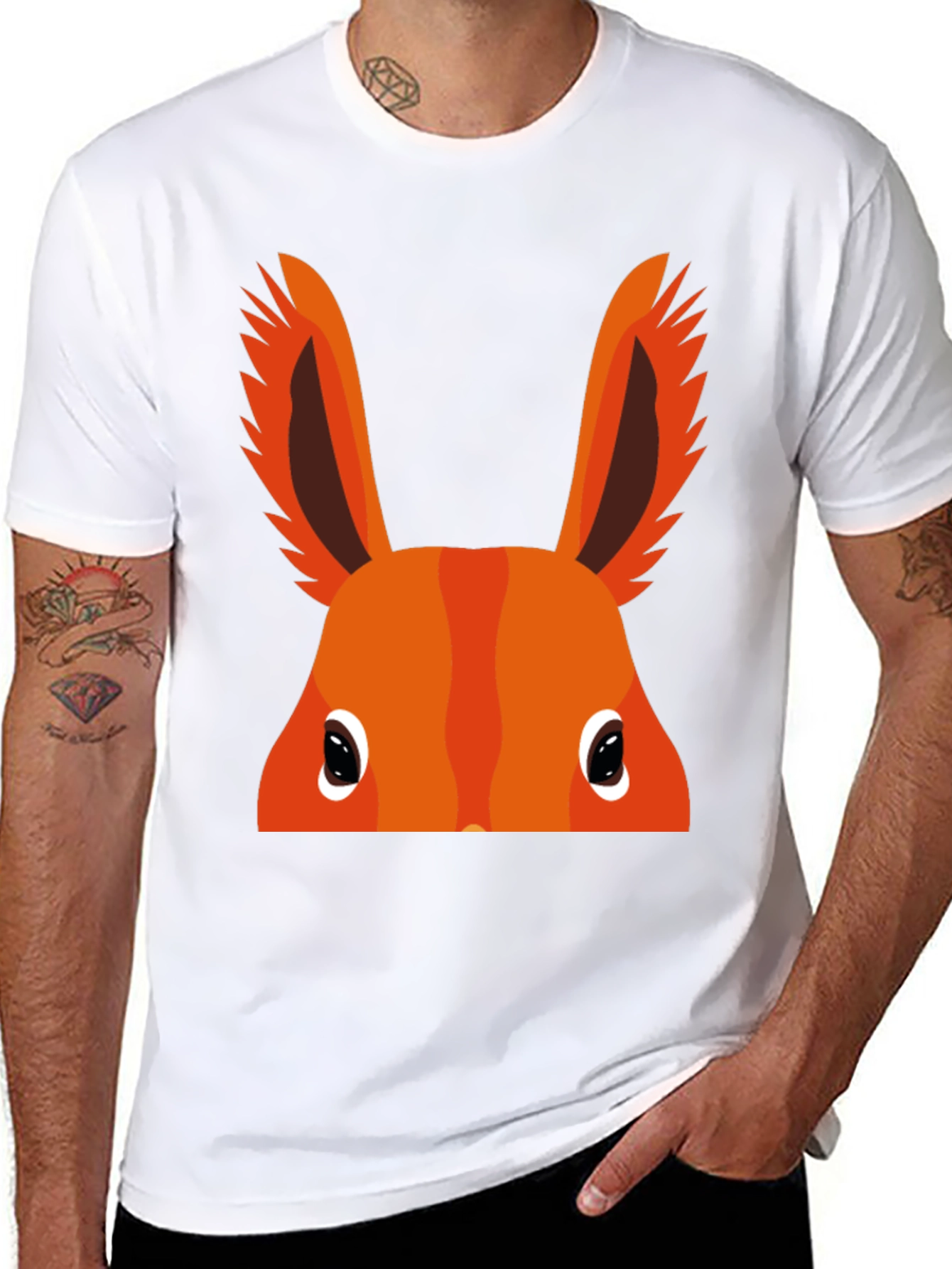 Orange Bunny Peek-a-Boo Graphic T-Shirt
